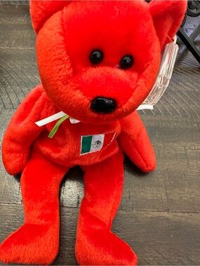 Ty Red Plush “Osito” Bear🧸 Beanie Baby with Flag of Mexico 🇲🇽